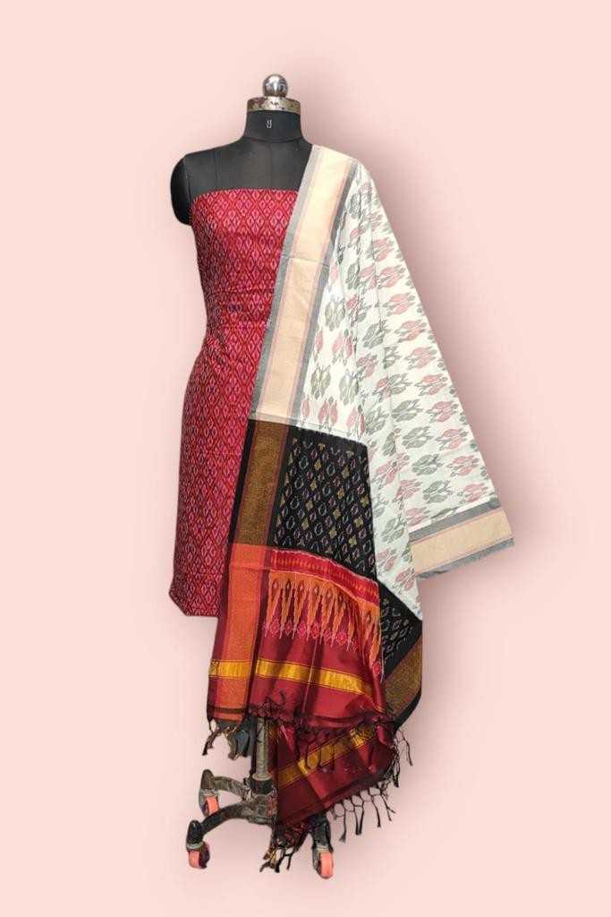 Pochampally Ikkat Pure Sico Dress Material with Beautiful Colour Combinations IKT4KSWRWSCD