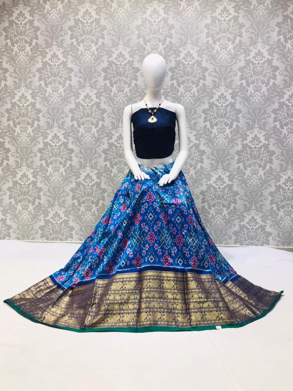 Handwoven Exclusive Ikkat Kanchivaram Silk Lehenga IKTG535ILSL