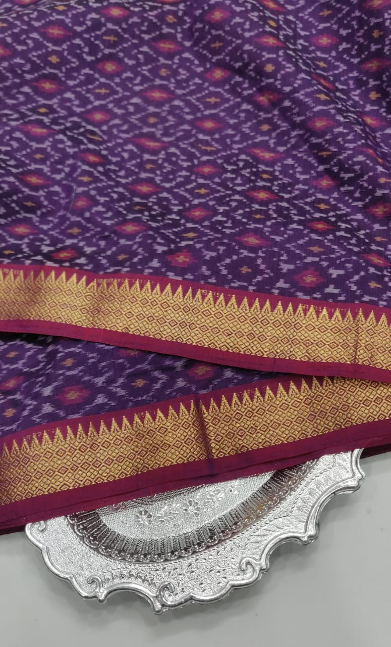 Ikkat Sico Fabrics with Two Sides Zari Border  IKTZ9GON0SS