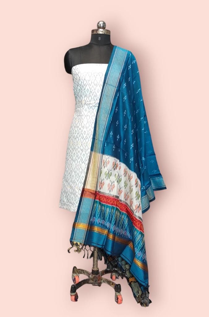 Pochampally Ikkat Pure Sico Dress Material with Beautiful Colour Combinations IKTQ9S8K9SCD