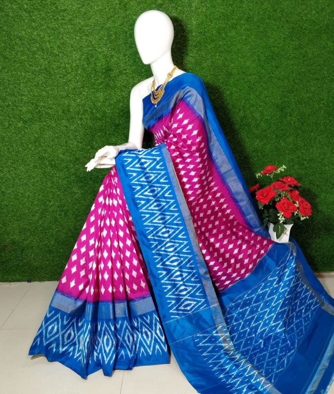 Ikkat Pochampally Soft Silk Saree – Uppadasarees.in