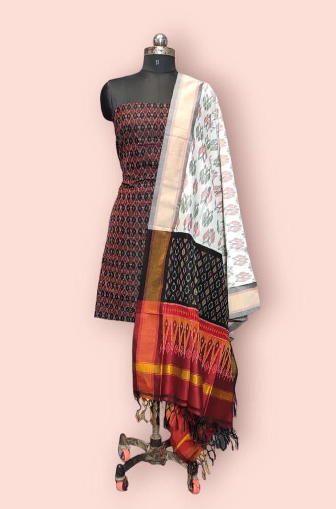 Pochampally Ikkat Pure Sico Dress Material with Beautiful Colour Combinations IKTXO5NQ7SCD