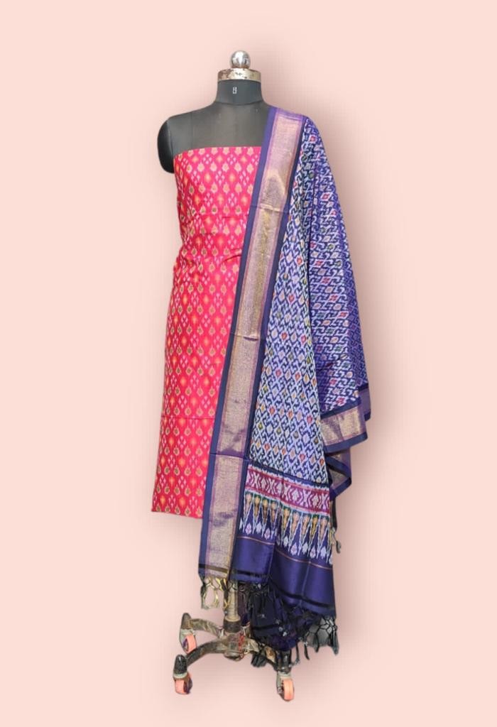 Pochampally Ikkat Pure Sico Dress Material with Beautiful Colour Combinations IKTQHEZVNSCD