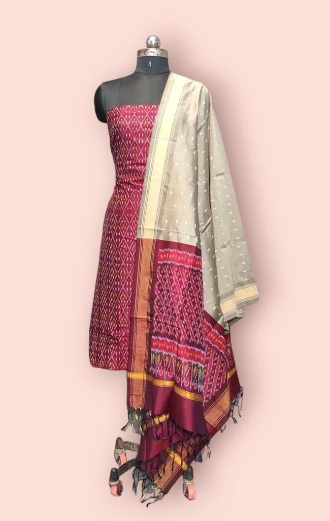 Pochampally Ikkat Pure Sico Dress Material with Beautiful Colour Combinations IKT0VAKN0SCD
