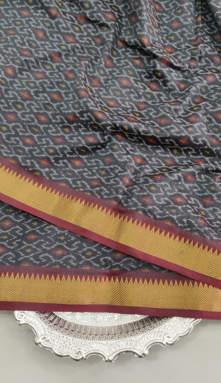 Ikkat Sico Fabrics with Two Sides Zari Border  IKTM7TTG0SS
