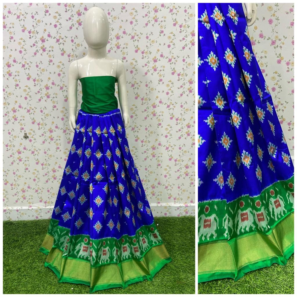 Blue Silk Pochampally Ikkat Lehengas at Rs 5600 in Pochampalle | ID:  20234005912