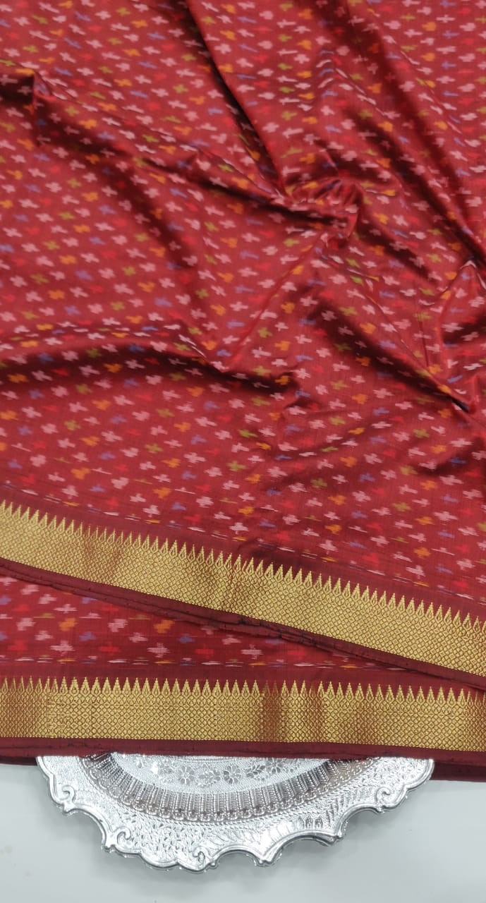 Ikkat Sico Fabrics with Two Sides Zari Border  IKTOT59FYSS