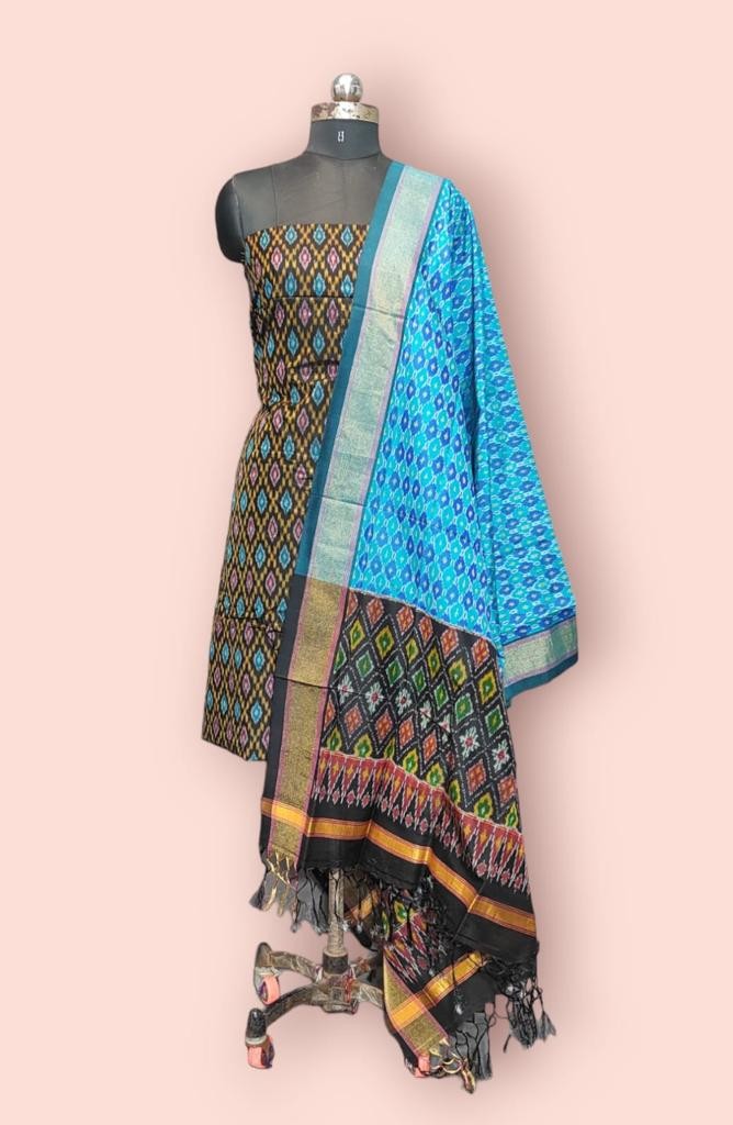 Pochampally Ikkat Pure Sico Dress Material with Beautiful Colour Combinations IKTN95VOYSCD