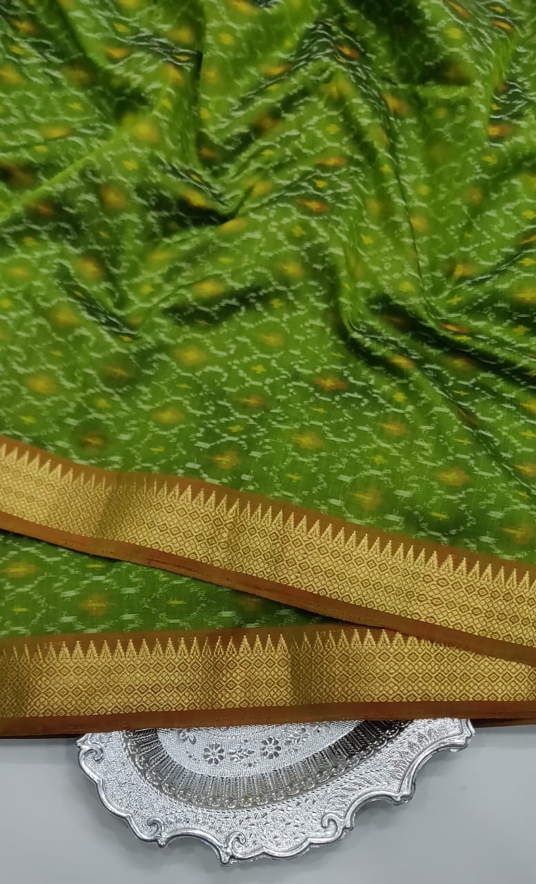 Ikkat Sico Fabrics with Two Sides Zari Border  IKTS81AWGSS