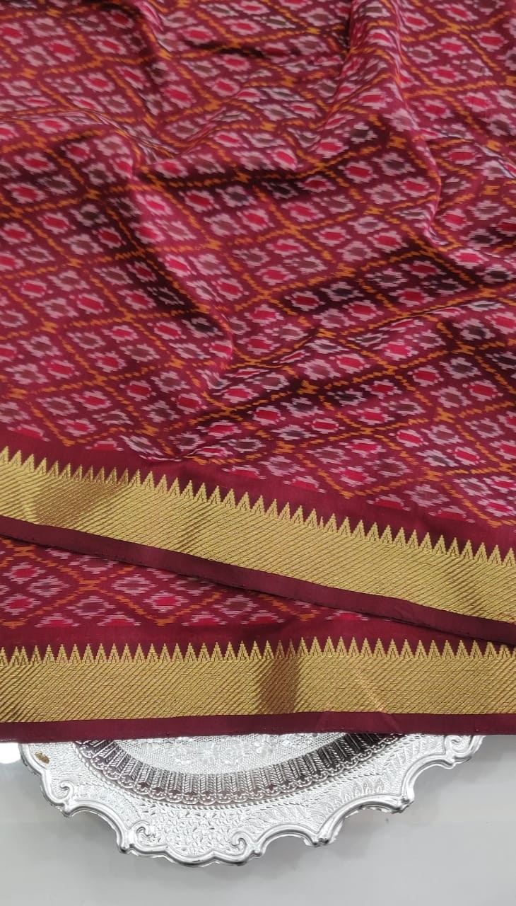 Ikkat Sico Fabrics with Two Sides Zari Border  IKTEAX13FSS