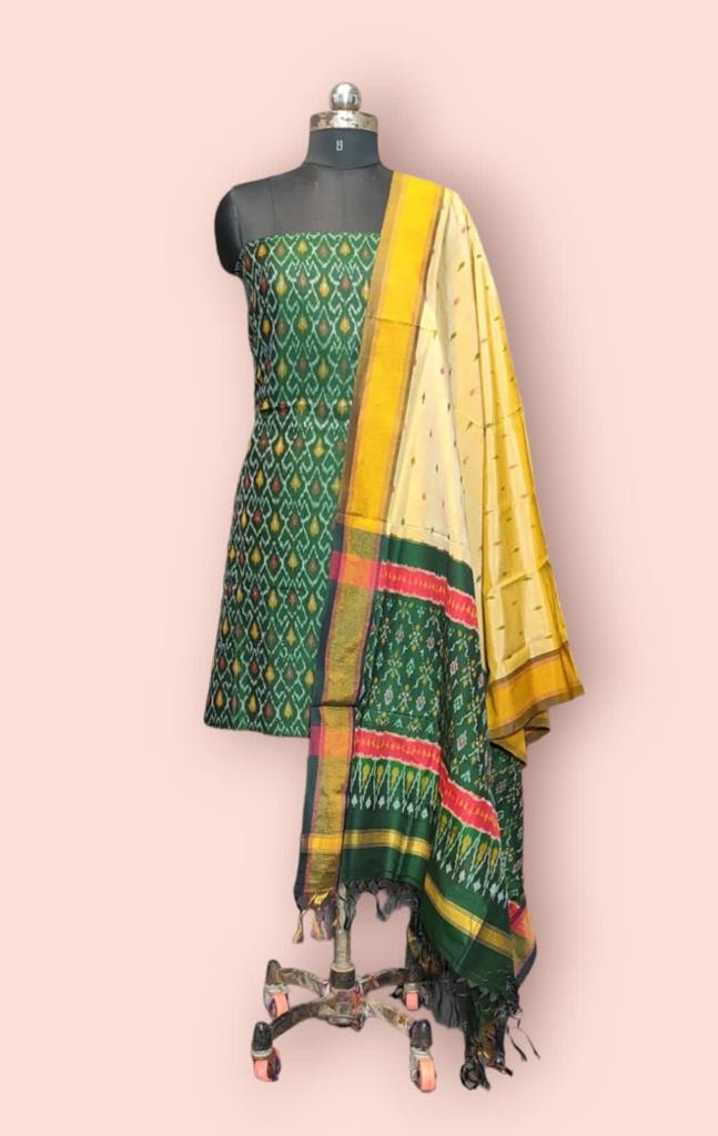 Pochampally Ikkat Pure Sico Dress Material with Beautiful Colour Combinations IKT53ZTA5SCD