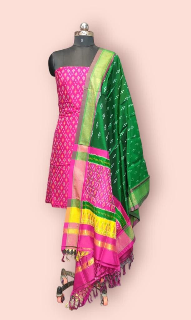 Pochampally Ikkat Pure Sico Dress Material with Beautiful Colour Combinations IKTONMMJKSCD