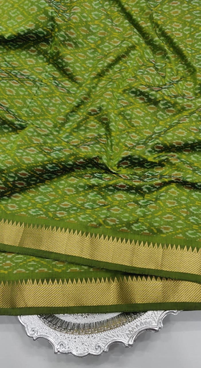 Ikkat Sico Fabrics with Two Sides Zari Border  IKTFQHTB8SS