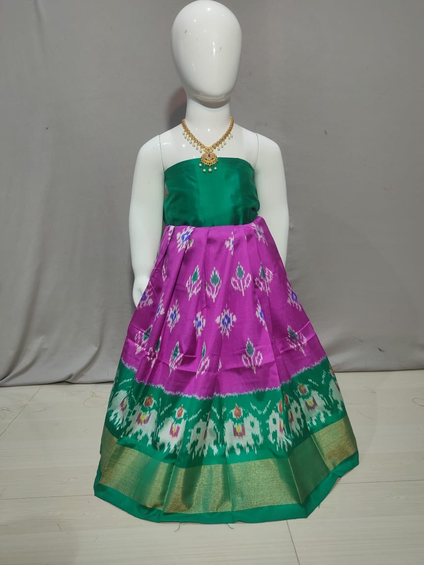 Kids Ikkat Pattu Lehengas Online, Pochampally Ikkat Silk Lehengas, Kids  Lehengas Designs | Ikkat silk sarees, Summer dresses, Silk sarees